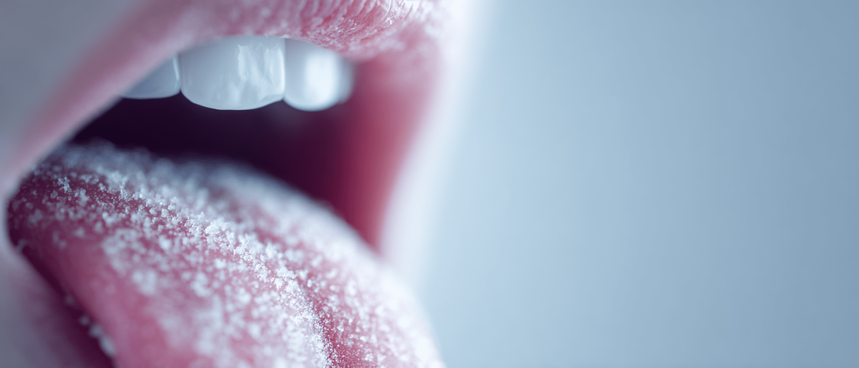 showing white coating on human tongue